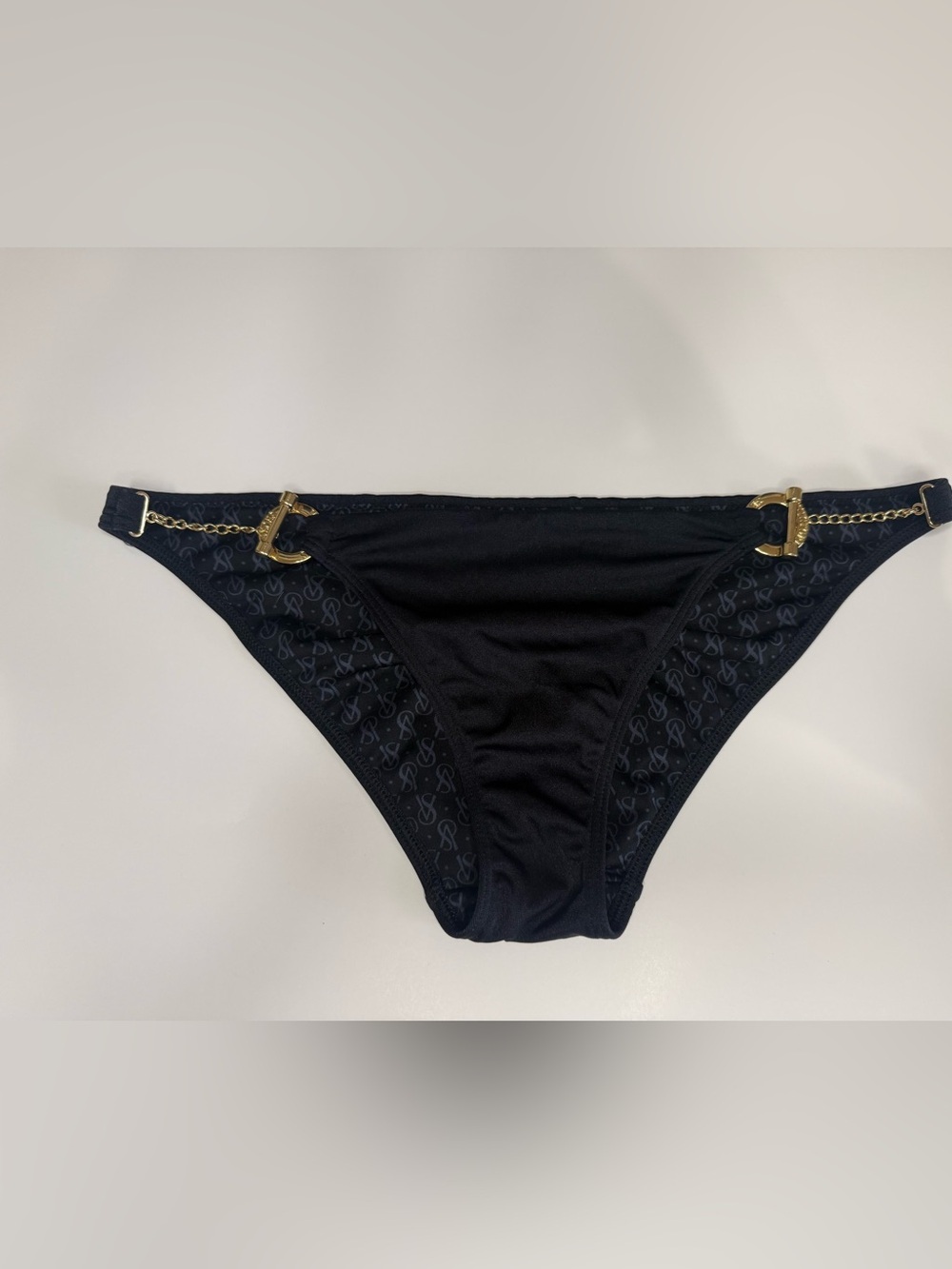 Victoria's Secret Black Bikini Bottom with Gold Hardware NWOT